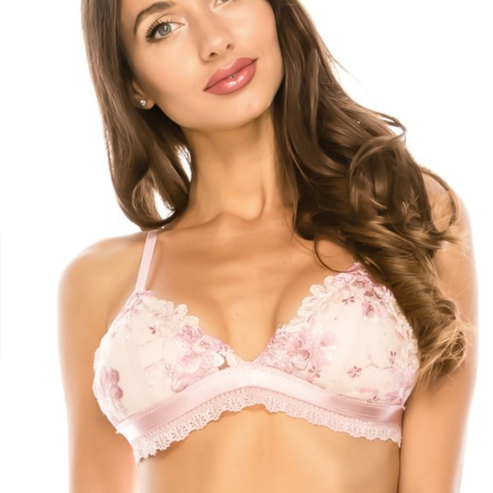 Floral lace with embroidery bralette - Picture 5 of 8
